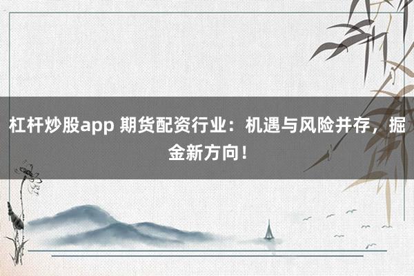 杠杆炒股app 期货配资行业：机遇与风险并存，掘金新方向！
