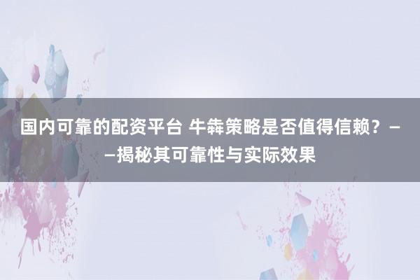 国内可靠的配资平台 牛犇策略是否值得信赖？——揭秘其可靠性与实际效果