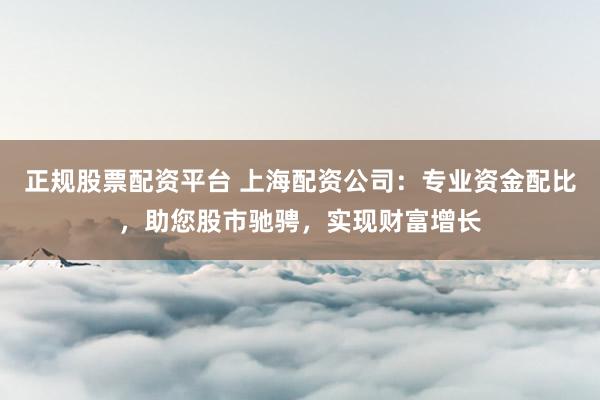 正规股票配资平台 上海配资公司：专业资金配比，助您股市驰骋，实现财富增长