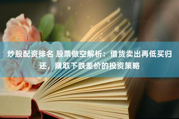 炒股配资排名 股票做空解析：借货卖出再低买归还，赚取下跌差价的投资策略