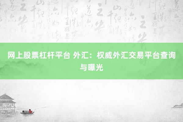 网上股票杠杆平台 外汇：权威外汇交易平台查询与曝光