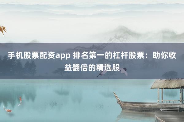 手机股票配资app 排名第一的杠杆股票：助你收益翻倍的精选股