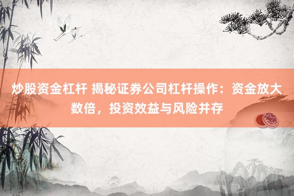 炒股资金杠杆 揭秘证券公司杠杆操作：资金放大数倍，投资效益与风险并存