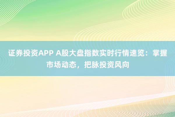 证券投资APP A股大盘指数实时行情速览：掌握市场动态，把脉投资风向