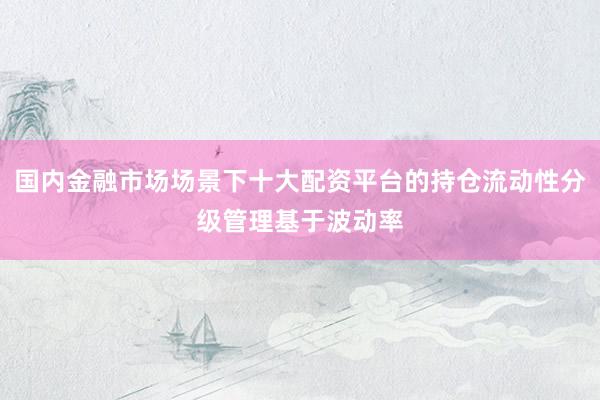 国内金融市场场景下十大配资平台的持仓流动性分级管理基于波动率
